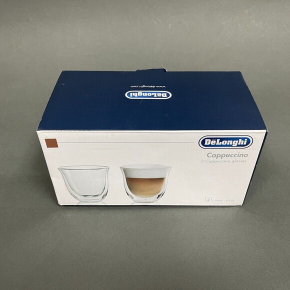DeLonghi Cappuccino Glasses Clear Glass Double-wall Borosilicate Hand Blown - 2 - Picture 7 of 10